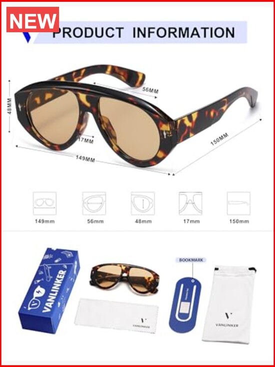 Trendy Oversized Retro Vintage Aviator Sunglasses UV400 Protection